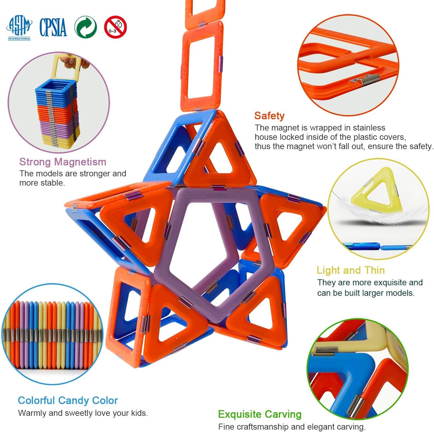 MAGBLOCK 120-Piece Magnetic Building Blocks Set