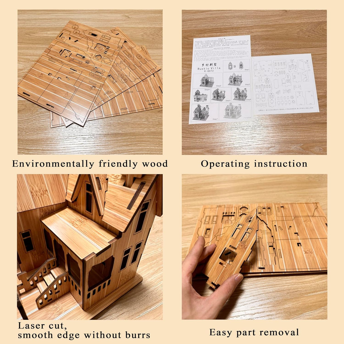 Log Cabin Mini House 3D Wooden Puzzle Kit