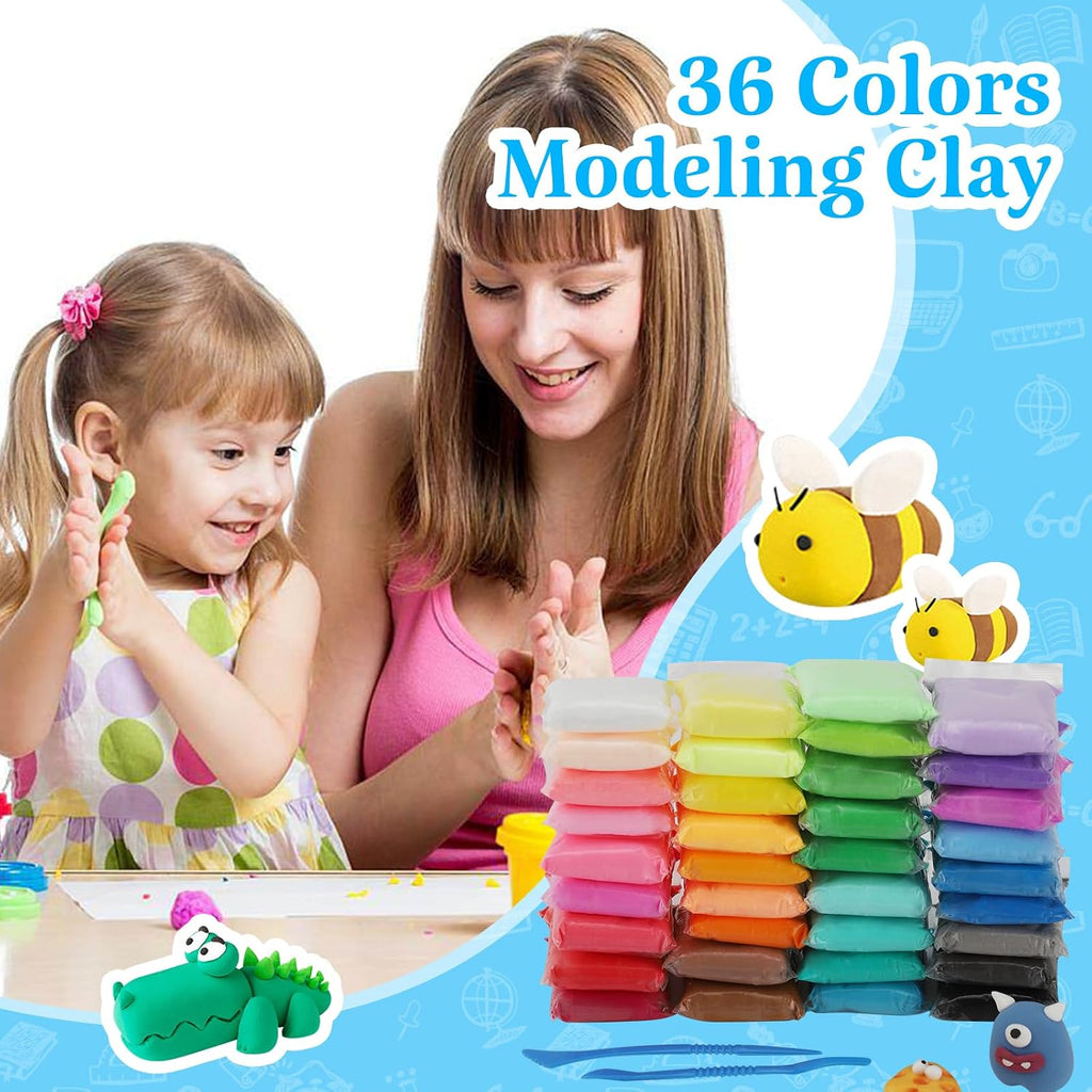 36-Color Air Dry Clay Modeling Kit